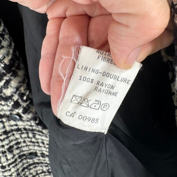 Dei Tre for Holt Renfrew Black & Cream Tweed Long Jacket — Made in Italy - Picture 6 of 8